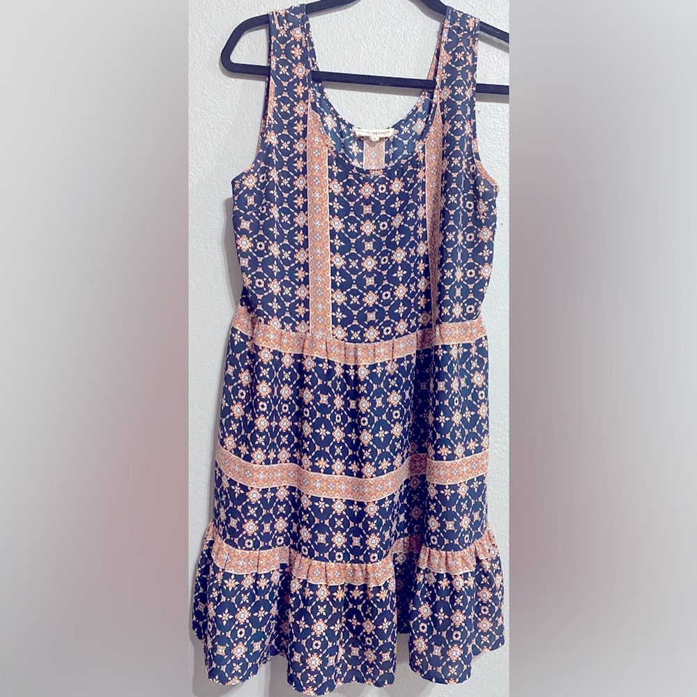 Altar’d State size Large Navy blue boho print empire waist dress - Picture 1 of 8